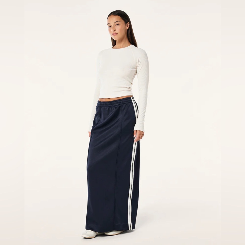 Anthropologie Navy Maxi Skirt with White Side Stripes